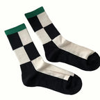 Polyester Elastane Checkerboard Print Casual Middle Tube Socks