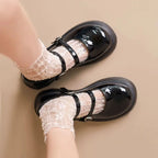 3 Pairs Floral Lace Women Casual Crew Socks