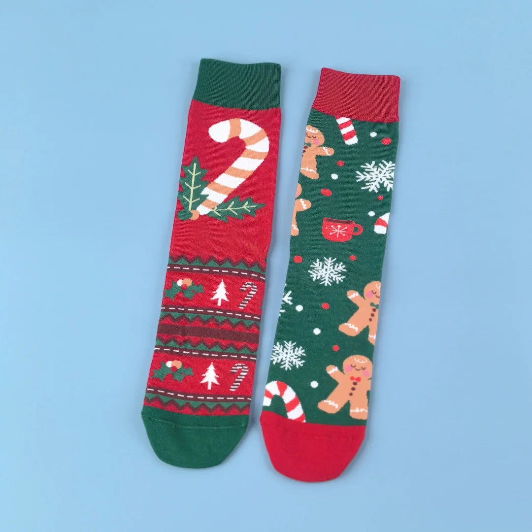Cotton Blend Christmas Pattern Socks for Women - 5