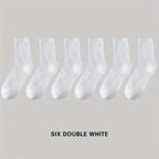 Polyester Blend Striped Mid Tube Mens Casual Crew Socks