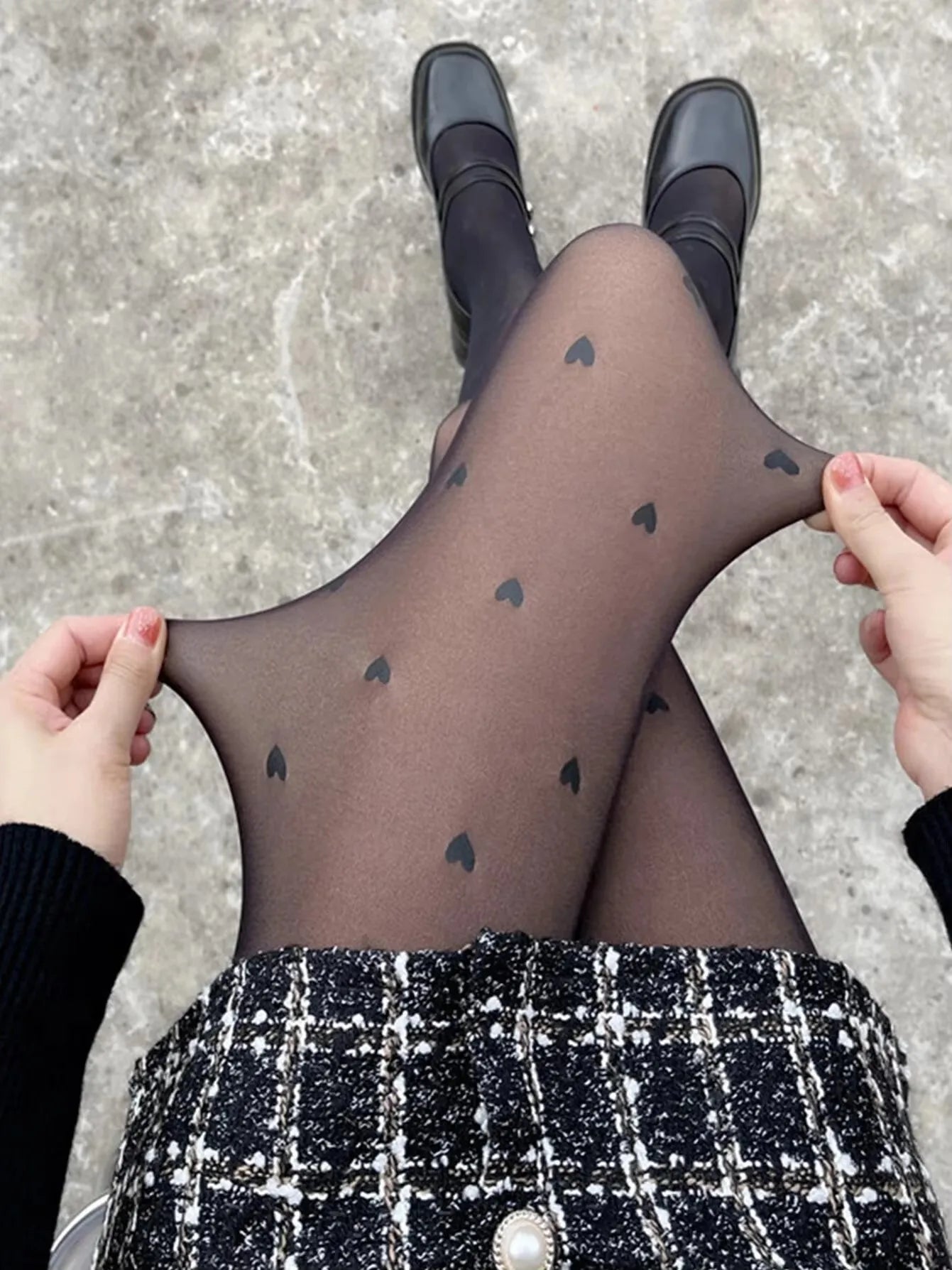 Polyester Elastane Polka Dot Thermal Tights - 9