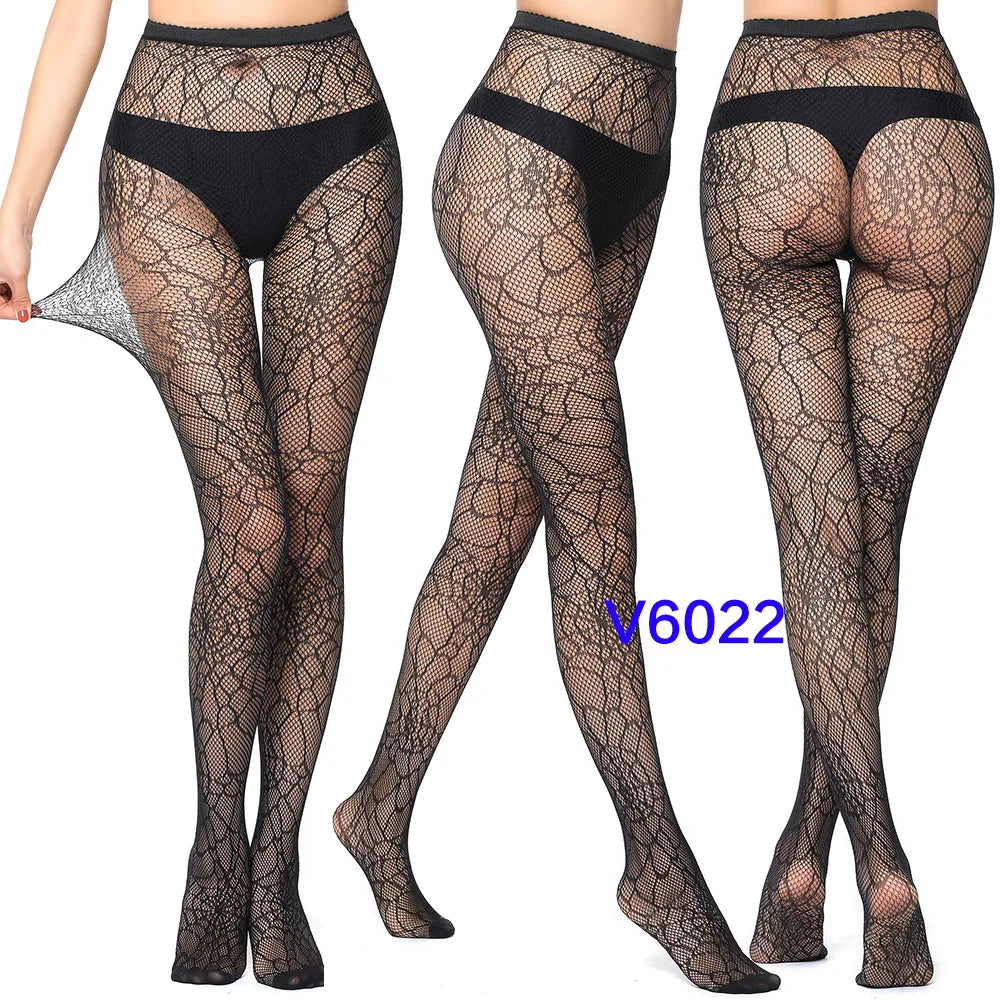 Nylon Spandex Jacquard Patterned Fishnet Pantyhose Tights