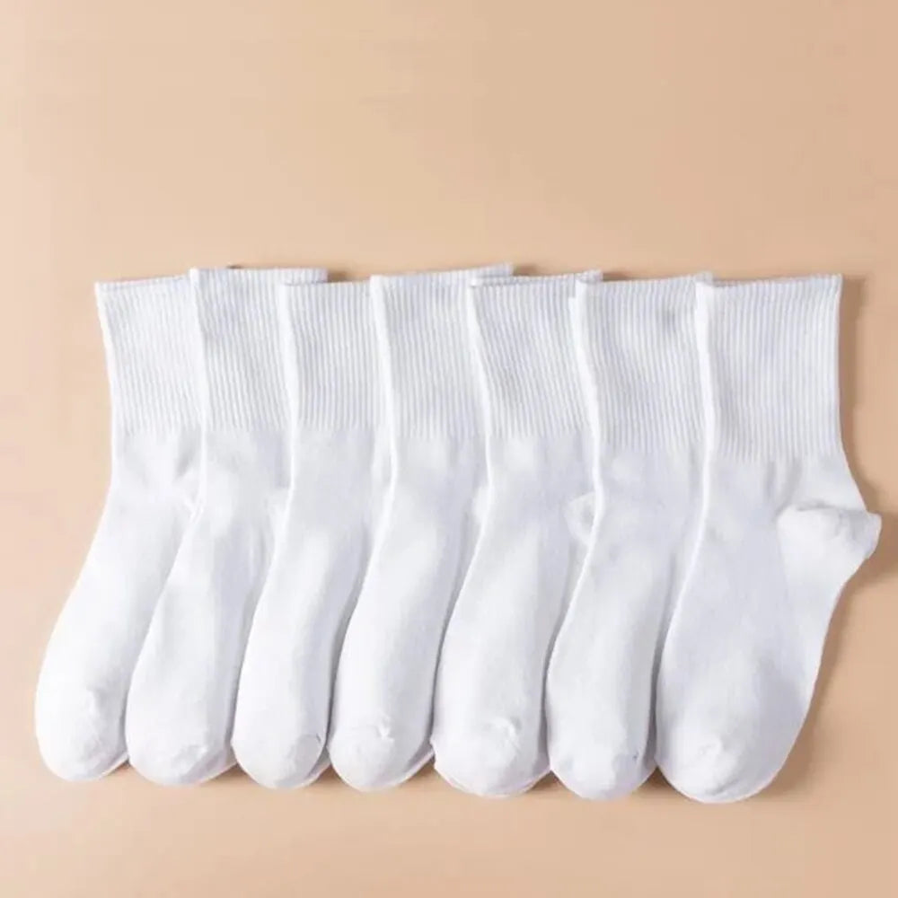 7 Pairs Polyester Elastane Mid Length Casual Crew Socks - 6