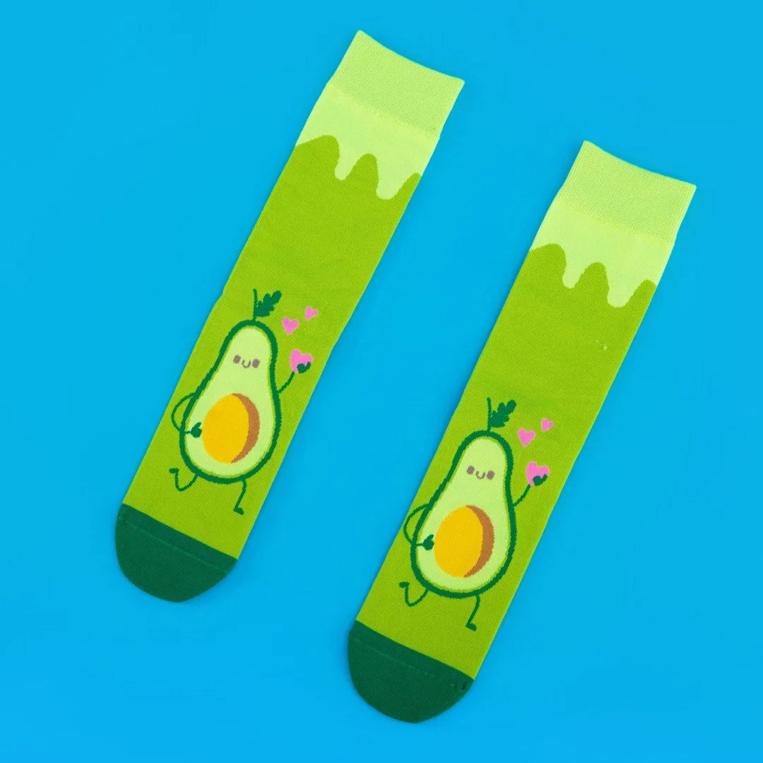 Cotton Blend Mid Tube Avocado Pattern Socks - 7