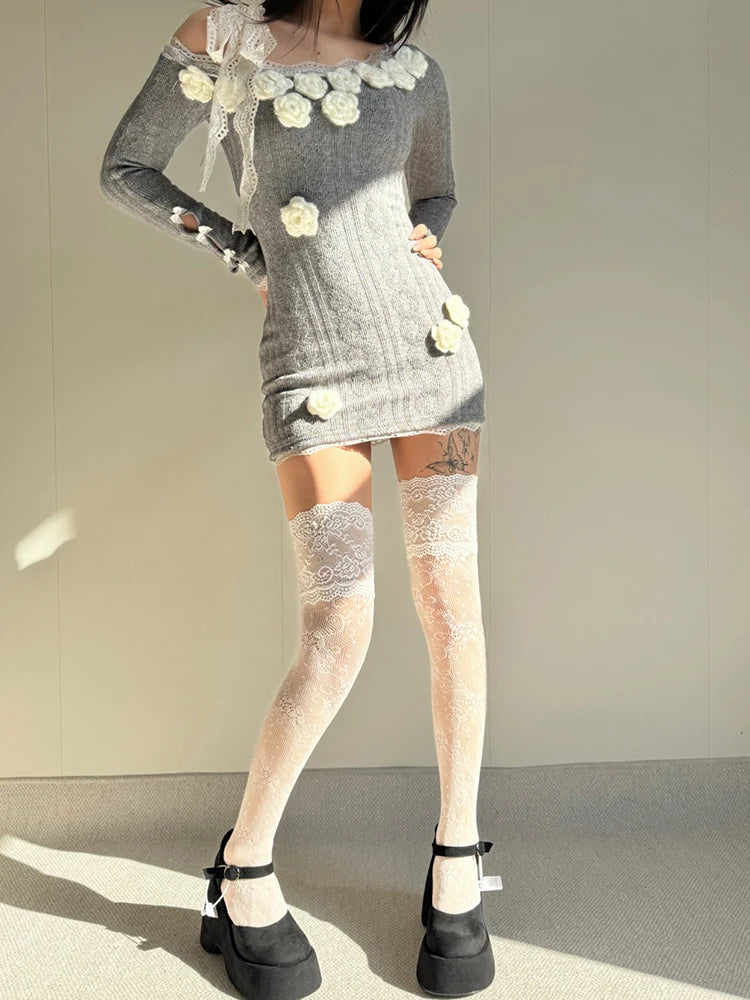Lace Fishnet Thigh High Stockings
