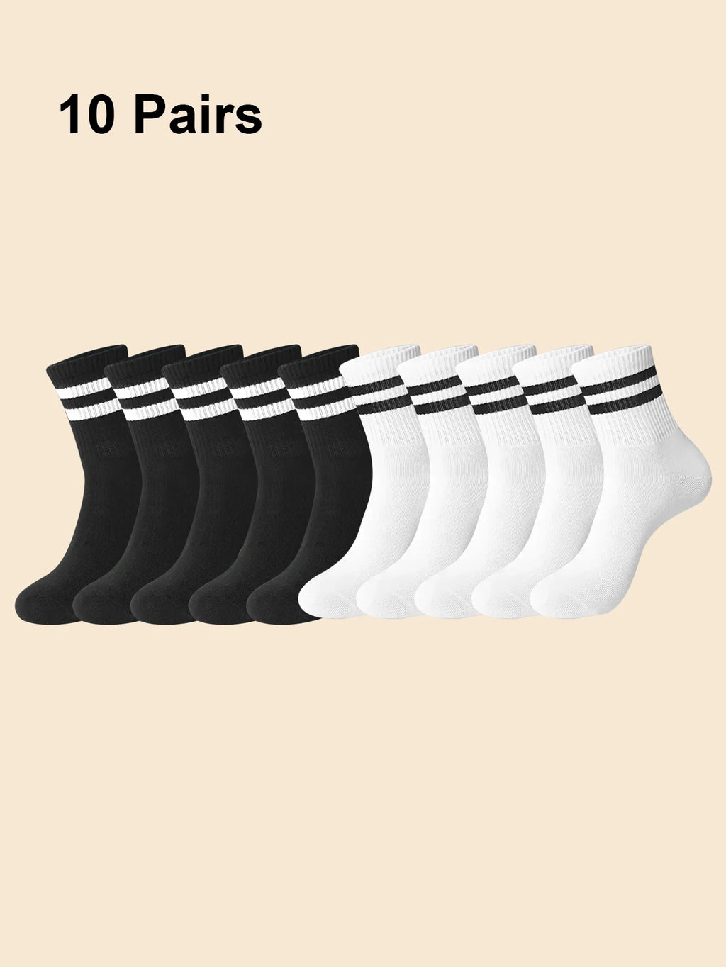 Polyester Elastane Striped Mid Length Casual Socks