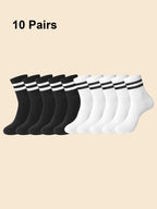 Polyester Elastane Striped Mid Length Casual Socks