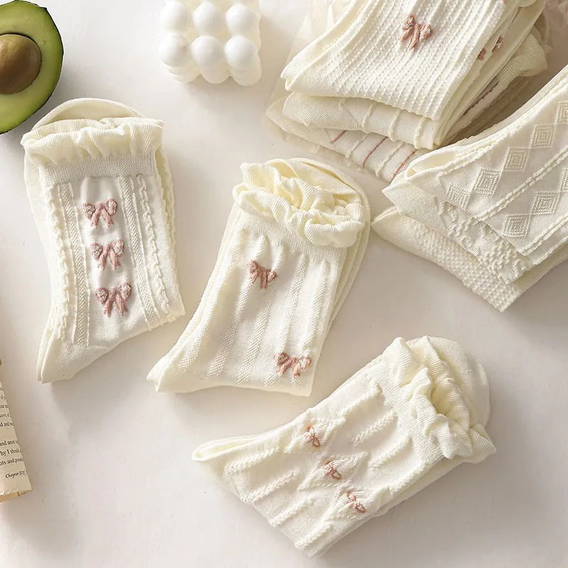 Polyester Elastane Floral Pattern Lolita Style Mid Tube Socks