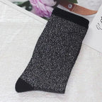 Shiny Metallic Cotton Blend Mid Tube Casual Socks