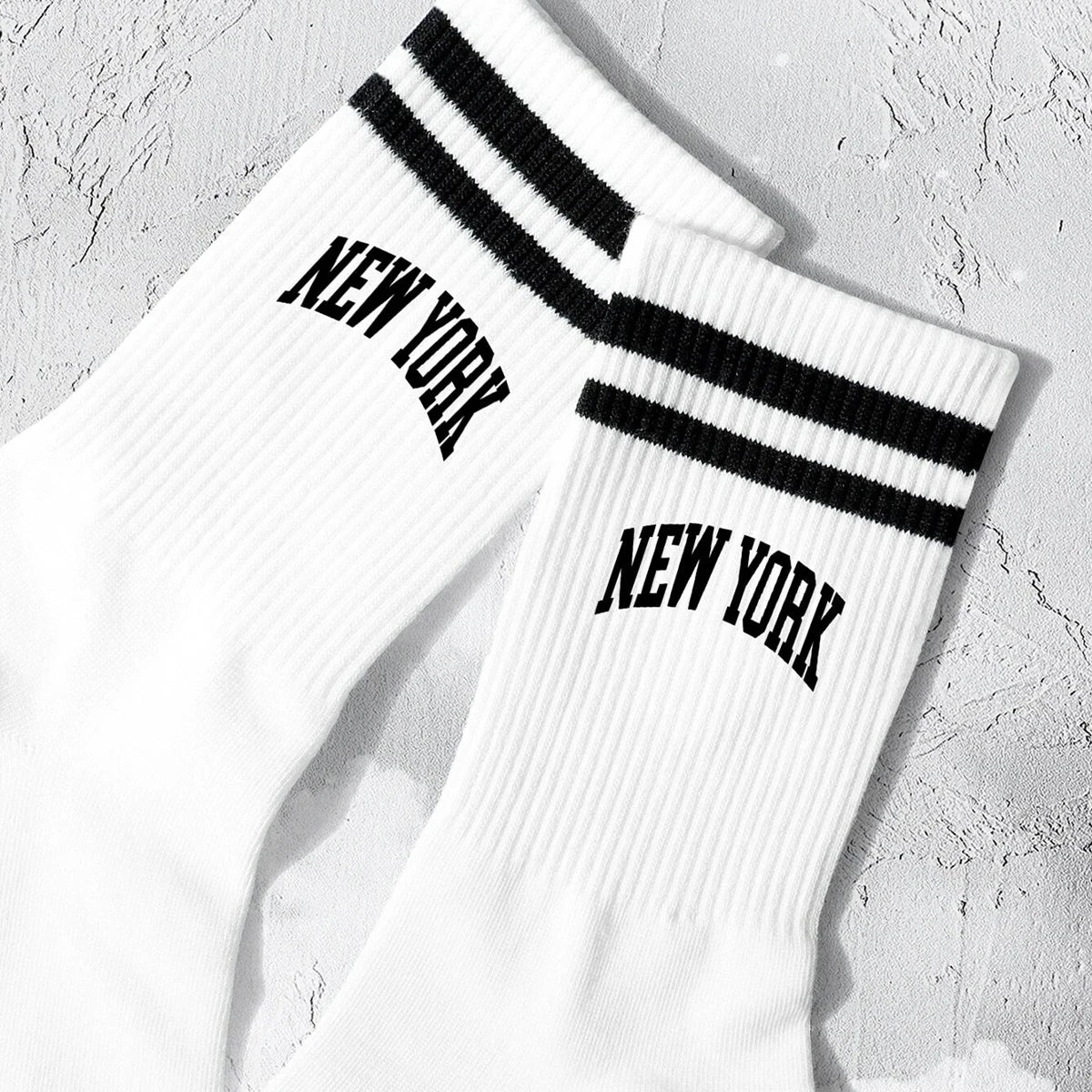 Polyester Elastane Women Crew Socks With Lettering - 2