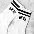 Polyester Elastane Women Crew Socks With Lettering