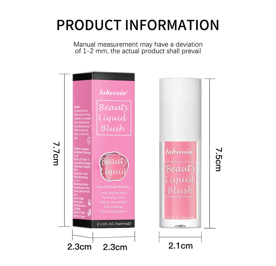 Liquid Blush Face Cheek Tint Waterproof Long Lasting Pigmented Makeup