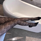 Nylon Fishnet Mesh Pantyhose Waved Pattern Stockings