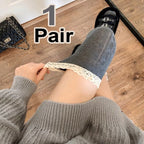 Polyester Elastane Lace Trim Over Knee Lolita Socks