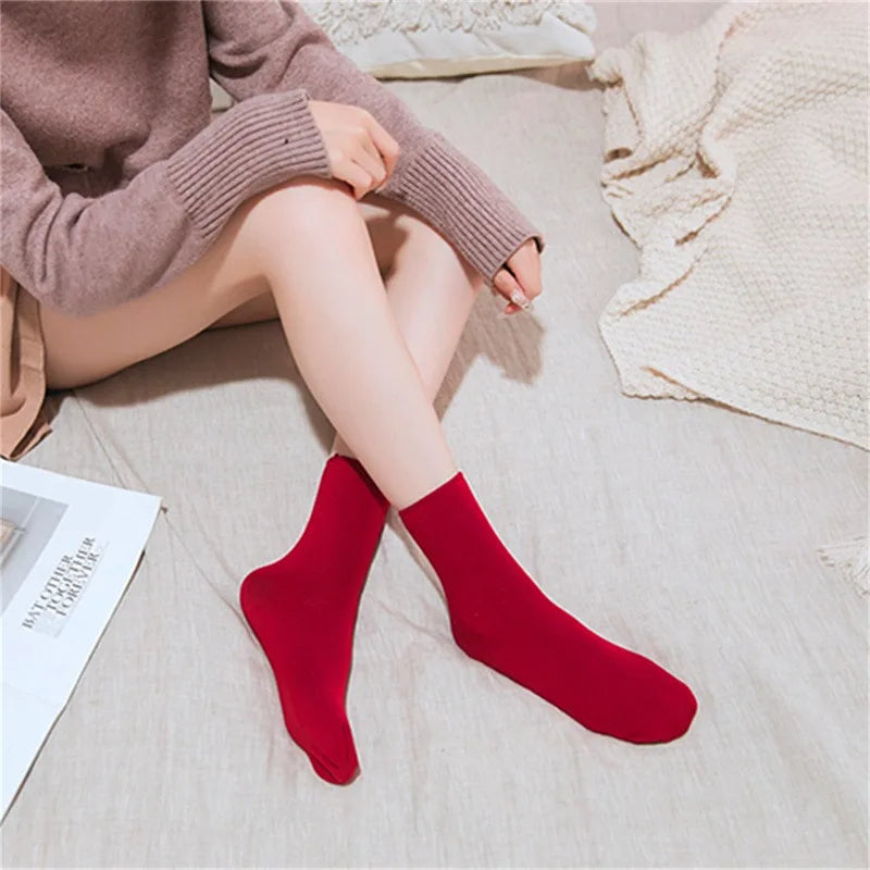 Thick Velvet Fleece Lined Winter Socks for Women - 12