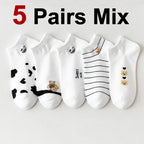 Polyester Elastane Cartoon Print Low Cut Casual Womens Socks