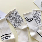 Cotton Blend Abstract Graphic Crew Socks