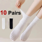 10 Pairs Women Polyester Elastane Mid Length Casual Dress Socks