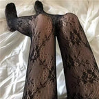 Floral Nylon Pantyhose Breathable Lace Tights