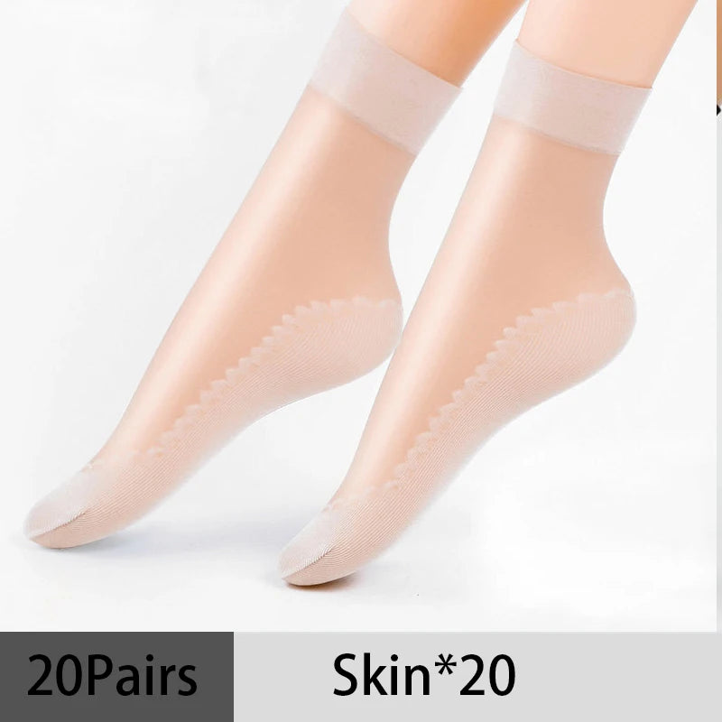 Thin Nylon Lace Transparent Socks Women Breathable Non Slip Cotton Bottom - 29