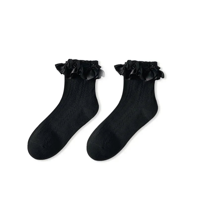 Polyester Lace Ruffle Lolita Socks Mid Tube Casual Wear