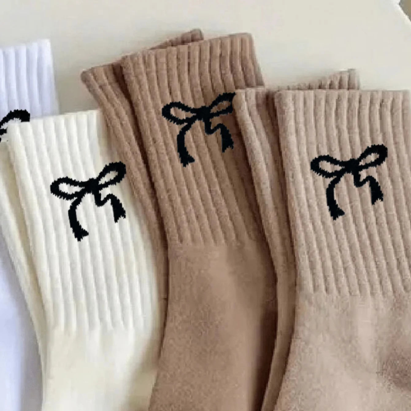 Polyester Elastane Women Bow Crew Socks - 5