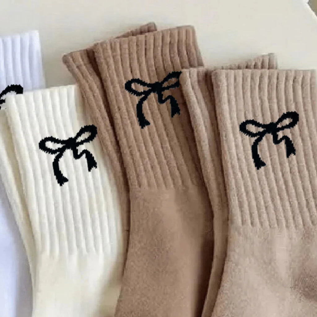 Polyester Elastane Women Bow Crew Socks