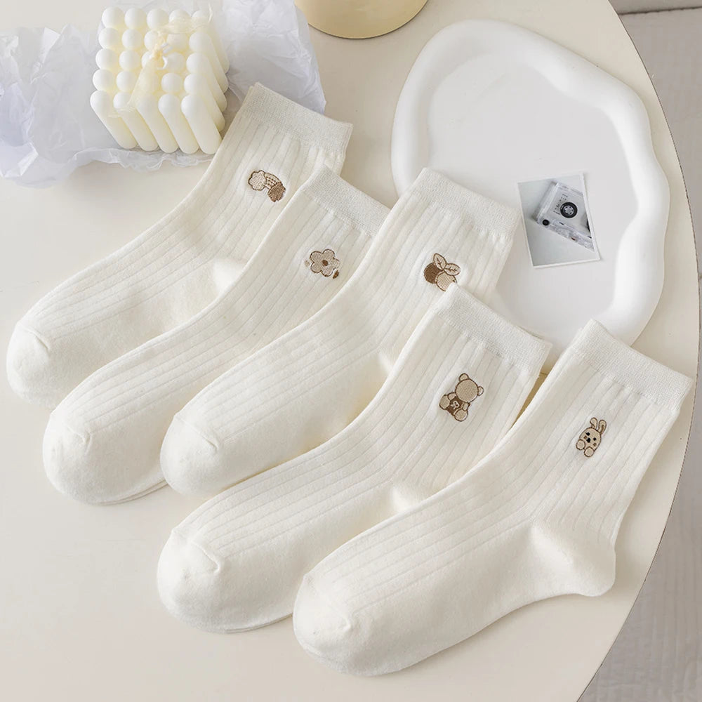 Polyester Blend Cartoon Pattern Mid Tube Socks