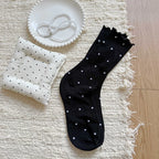 Polyester Spandex Polka Dot Mid Tube Casual Socks