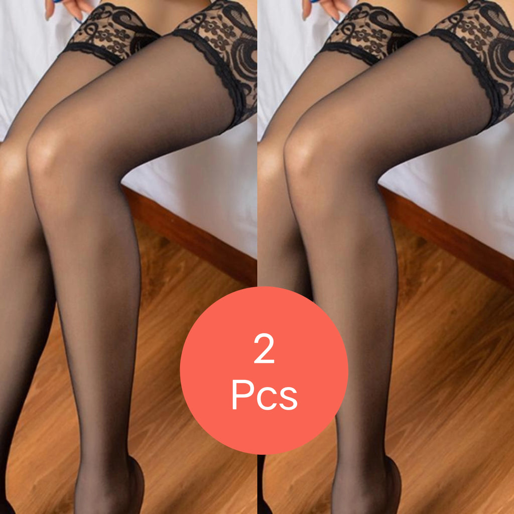 Floral Lace Over Knee Stockings Nylon Spandex Hosiery