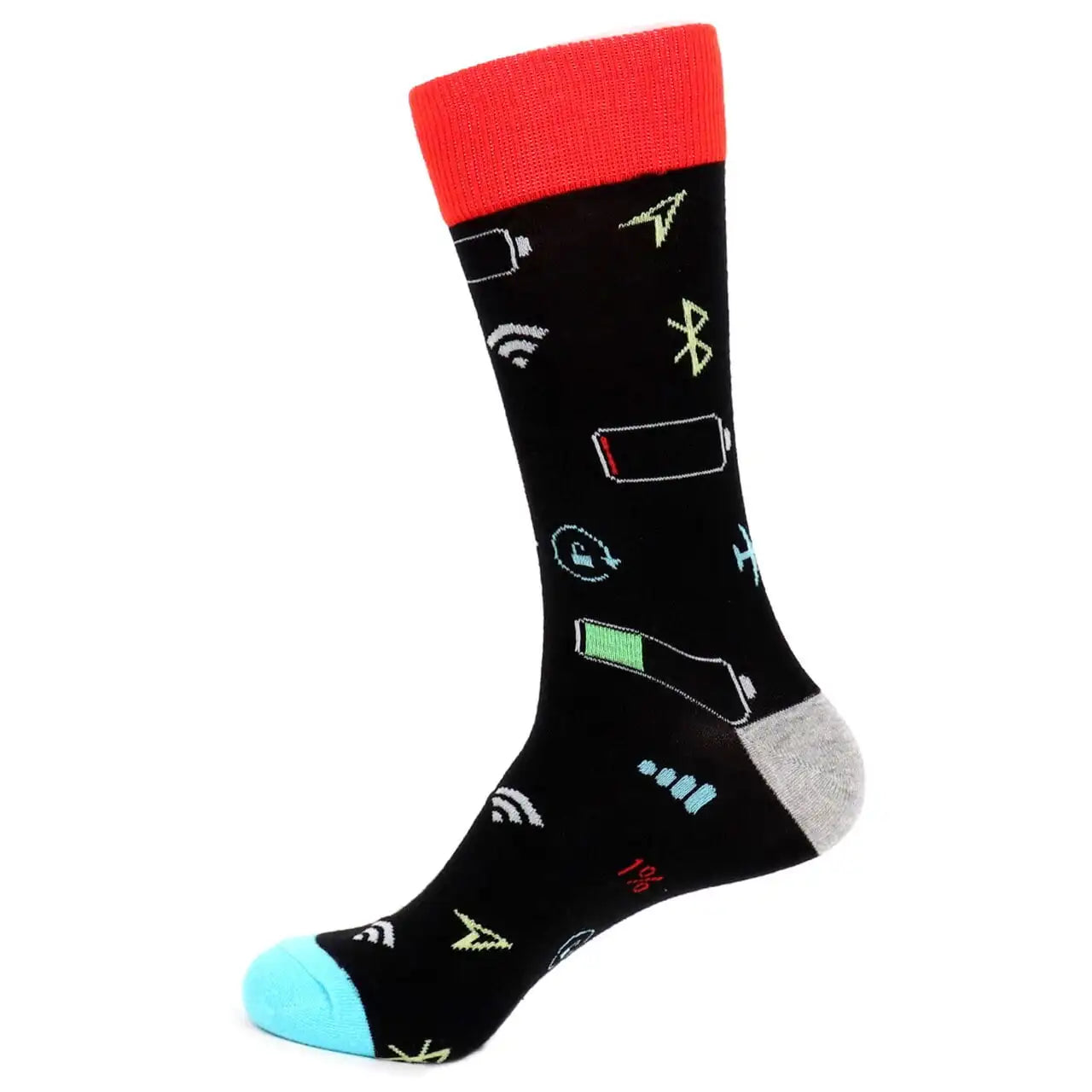 Polyester Elastane Tech Symbol Pattern Crew Socks - 5