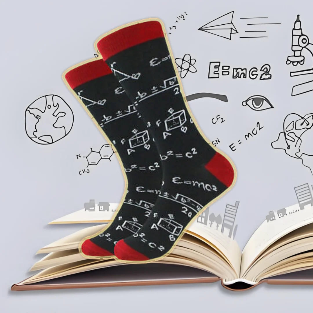 Polyester Elastane Science Math Print Crew Socks