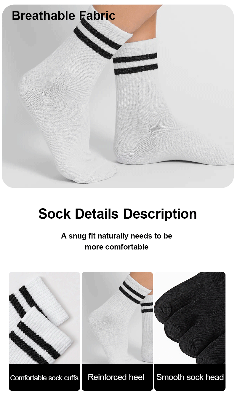 6 Pairs Polyester Elastane Crew Socks For Men