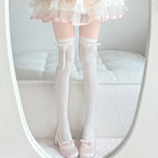 Nylon Elastane Bowknot Thigh High Stockings