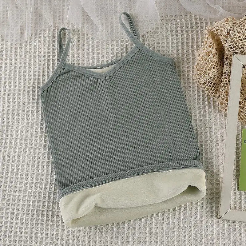 Velvet Lined Sleeveless Thermal Tank Top