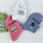 Polyester Elastane Cartoon Face Mid Calf Socks 5 Pairs