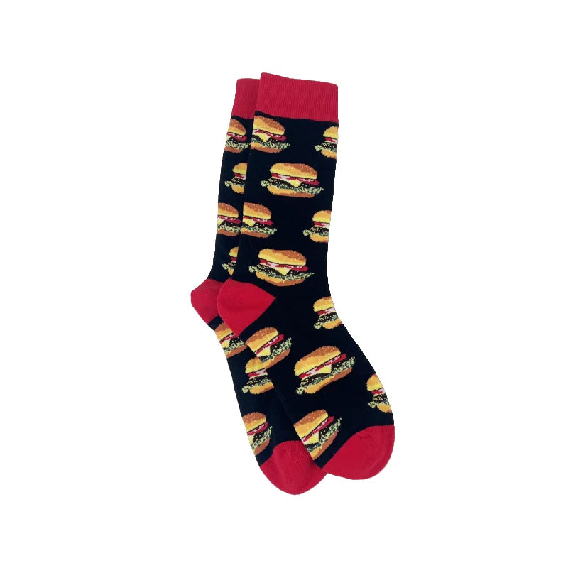 Unisex Polyester Crew Socks Food Pattern