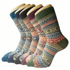Polyester Elastane Knit Crew Socks Five Pair Set