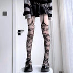 Nylon Fishnet Suspender Pantyhose Geometric Pattern Tights