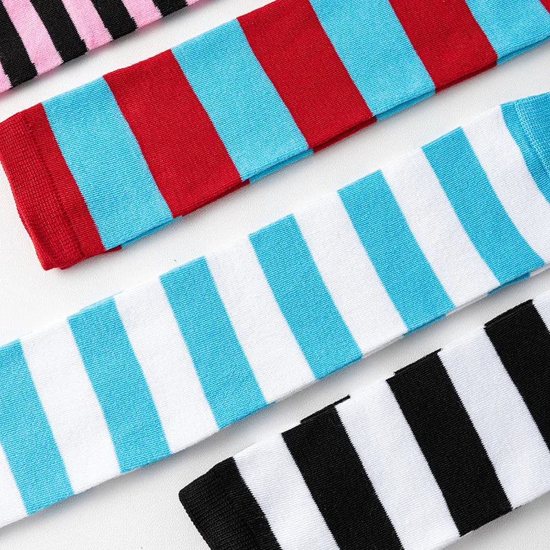 Striped Nylon Polyester Over Knee High Stockings