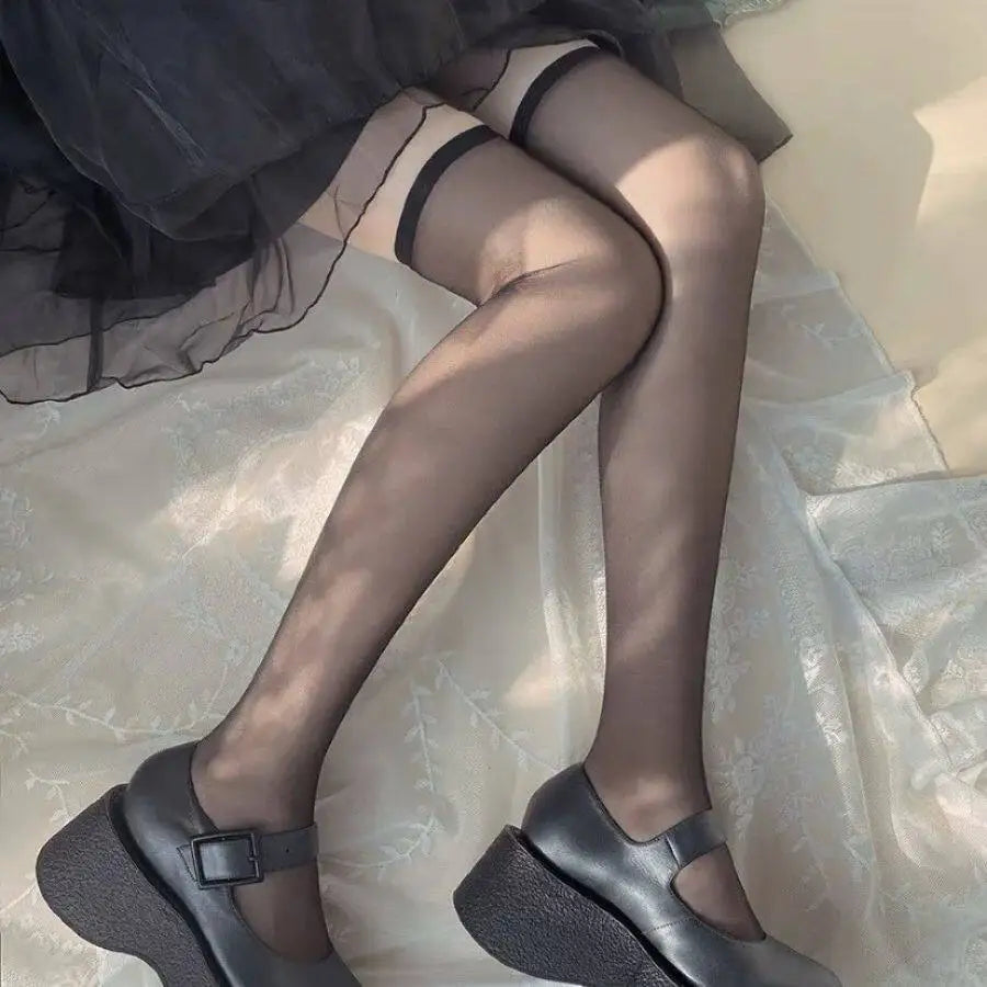 Nylon Spandex Lace Over The Knee Stockings