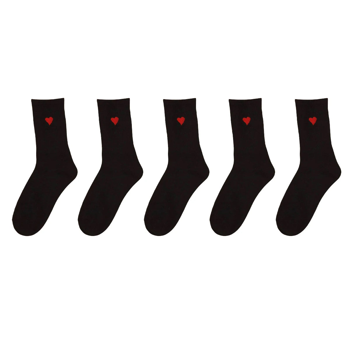 Polyester Elastane Heart Pattern Crew Socks - 10