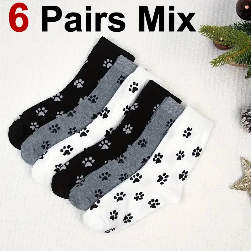 Polyester Elastane Cartoon Pattern Crew Socks for Women - 12