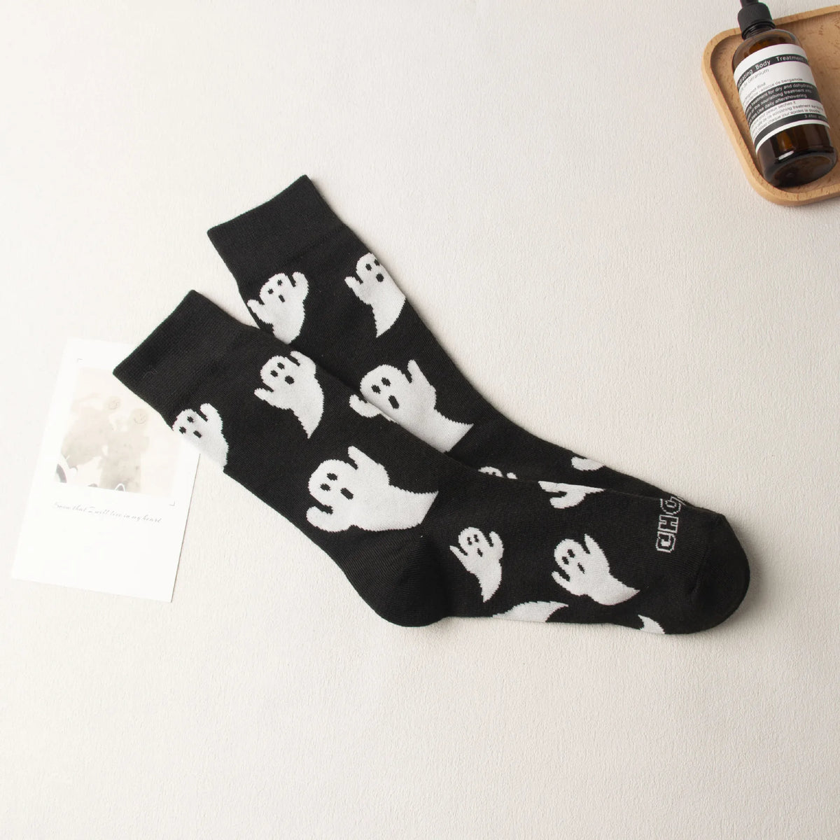 Cotton Ghost Pattern Mid Tube Halloween Socks