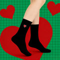 Cotton Blend Embroidered Heart Mid Calf Socks