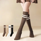 Cotton Polyester Striped Knee High Casual Socks