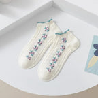 Floral Polyester Elastane Low Cut Socks
