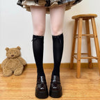Nylon Polyester Ribbon Bow Thigh High Stockings