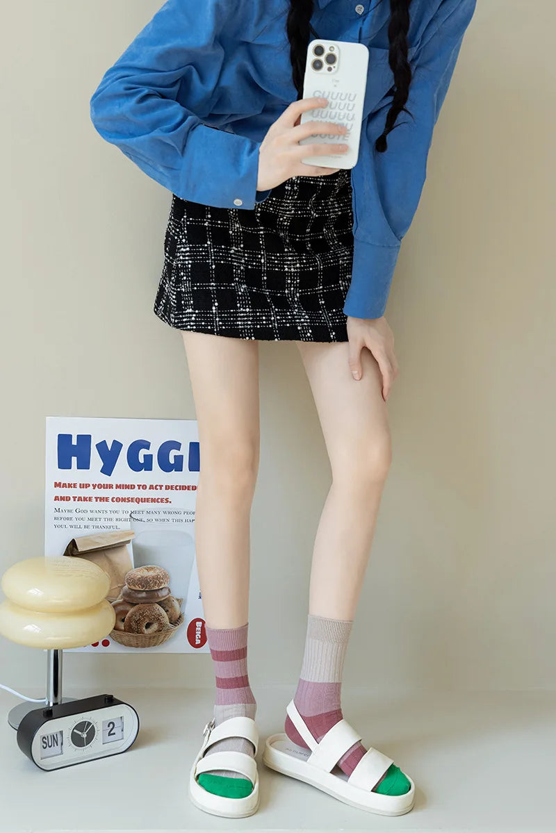 Striped Cotton Middle Tube Casual Socks