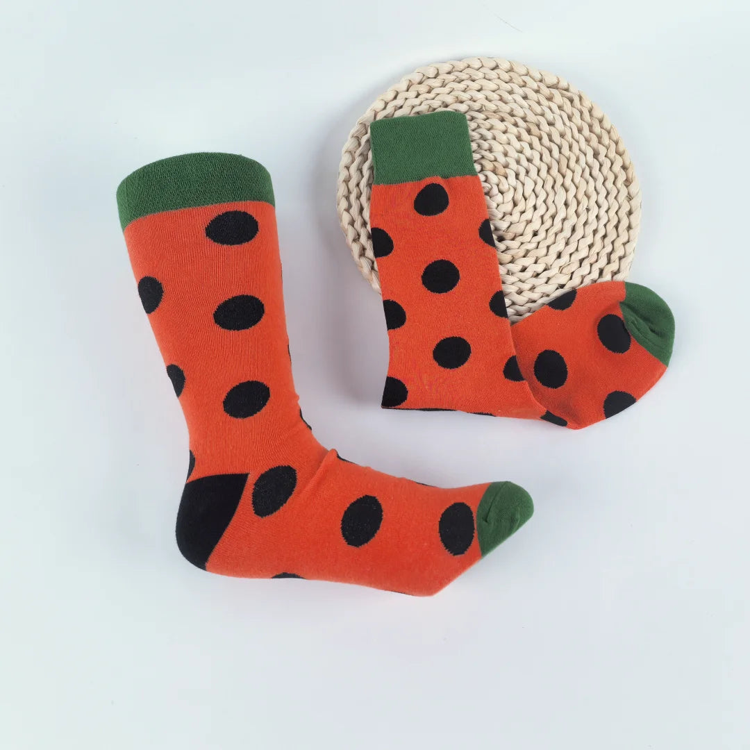 Cotton Blend Polka Dot Mid Calf Unisex Socks